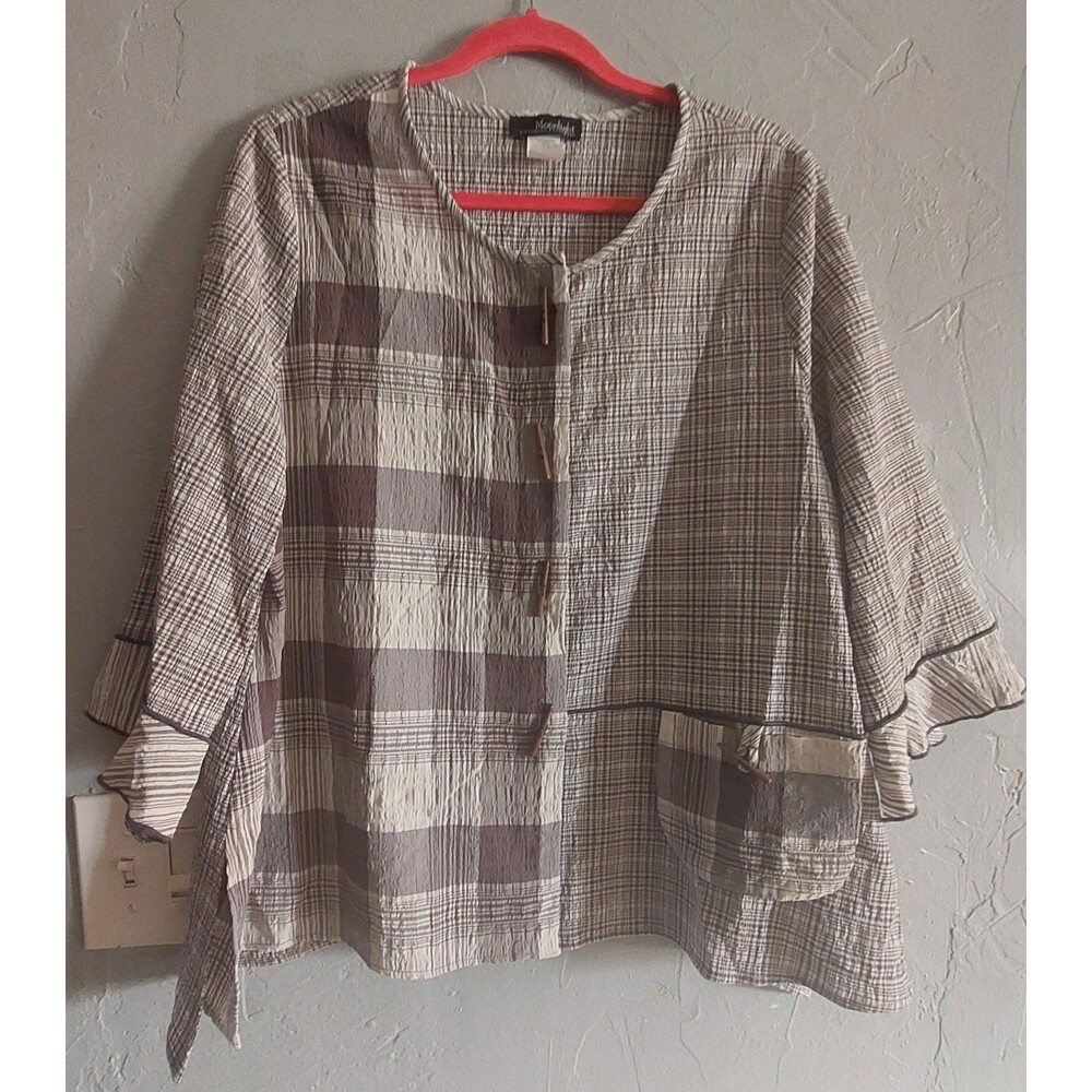 Mooonlight Tops Women Size L, Plaid,21 Inch Of Armp To Armp.